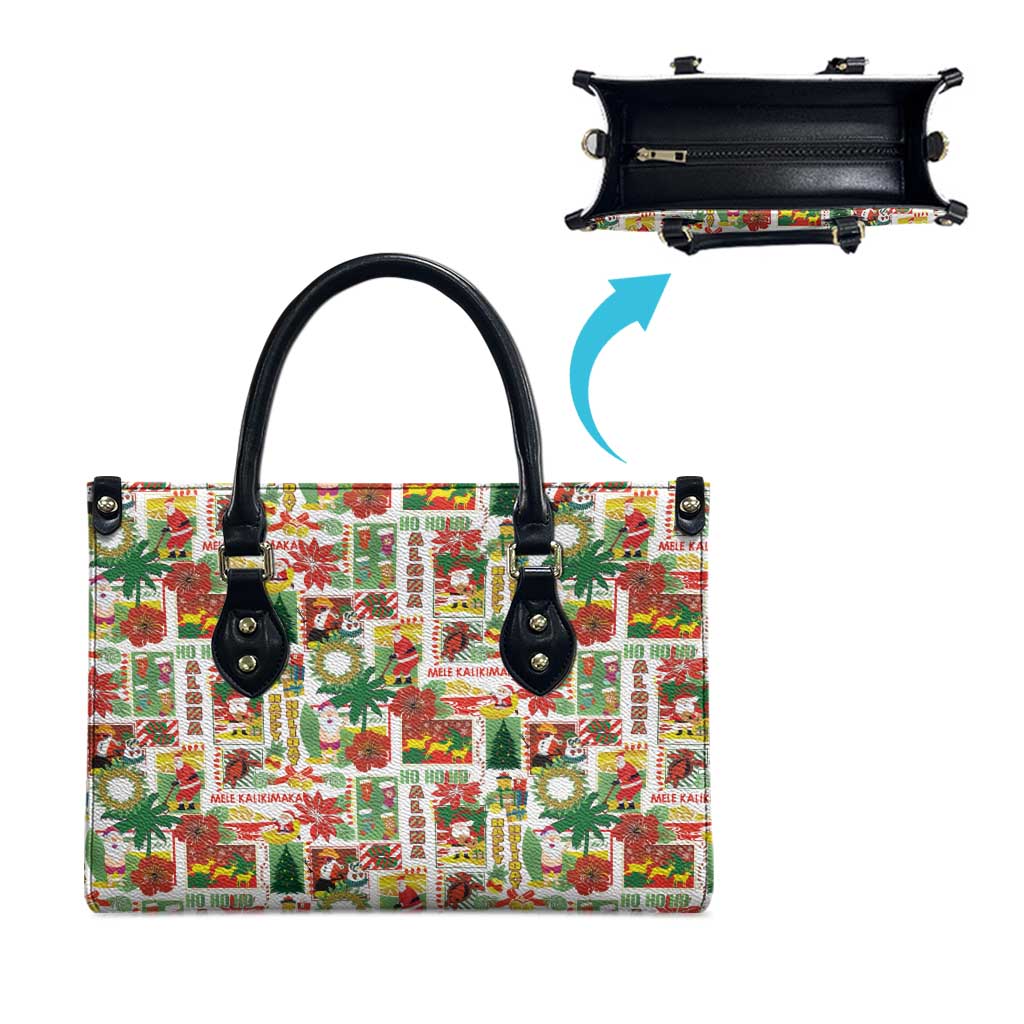 Hawaiian Santa Christmas Pattern Leather Bag White Version LT01 - Polynesian Pride