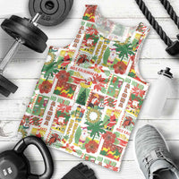 Hawaiian Santa Christmas Pattern Men Tank Top White Version LT01 - Polynesian Pride