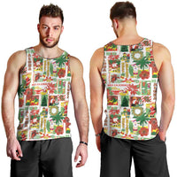 Hawaiian Santa Christmas Pattern Men Tank Top White Version LT01 - Polynesian Pride
