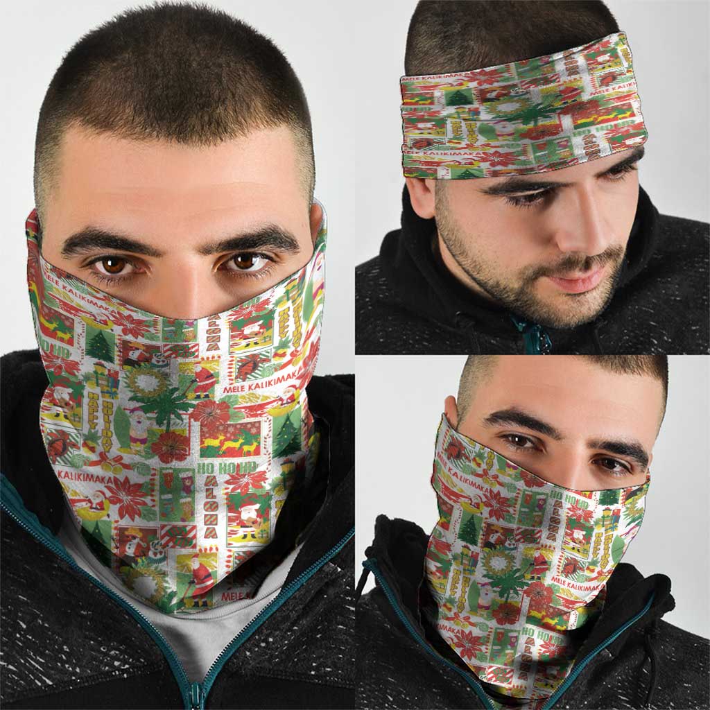Hawaiian Santa Christmas Pattern Neck Gaiter White Version LT01 - Polynesian Pride