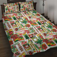 Hawaiian Santa Christmas Pattern Quilt Bed Set White Version LT01 Red - Polynesian Pride