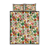 Hawaiian Santa Christmas Pattern Quilt Bed Set White Version LT01 - Polynesian Pride
