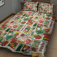 Hawaiian Santa Christmas Pattern Quilt Bed Set White Version LT01 - Polynesian Pride