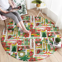 Hawaiian Santa Christmas Pattern Round Carpet White Version LT01 - Polynesian Pride