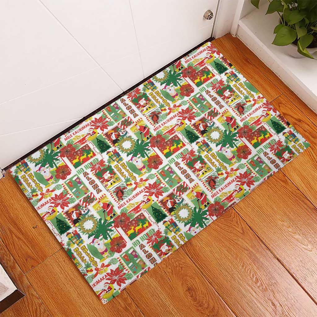 Hawaiian Santa Christmas Pattern Rubber Doormat White Version LT01 - Polynesian Pride