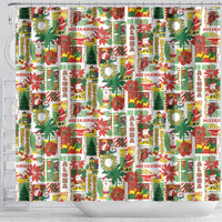 Hawaiian Santa Christmas Pattern Shower Curtain White Version LT01 - Polynesian Pride