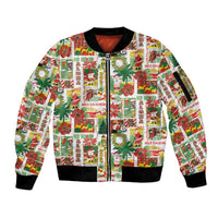 Hawaiian Santa Christmas Pattern Sleeve Zip Bomber Jacket White Version LT01 Unisex Red - Polynesian Pride