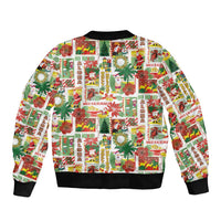 Hawaiian Santa Christmas Pattern Sleeve Zip Bomber Jacket White Version LT01 - Polynesian Pride