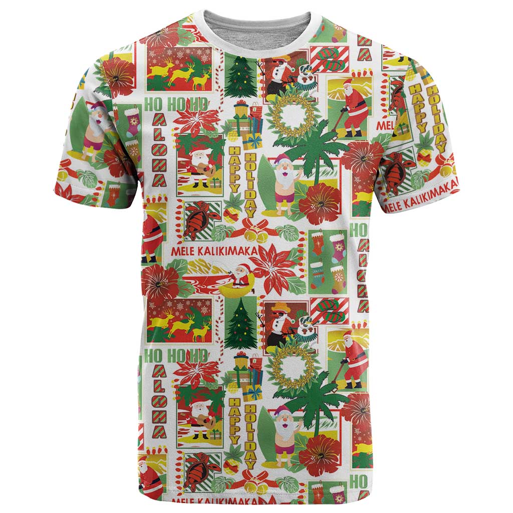 Hawaiian Santa Christmas Pattern T Shirt White Version LT01 Red - Polynesian Pride