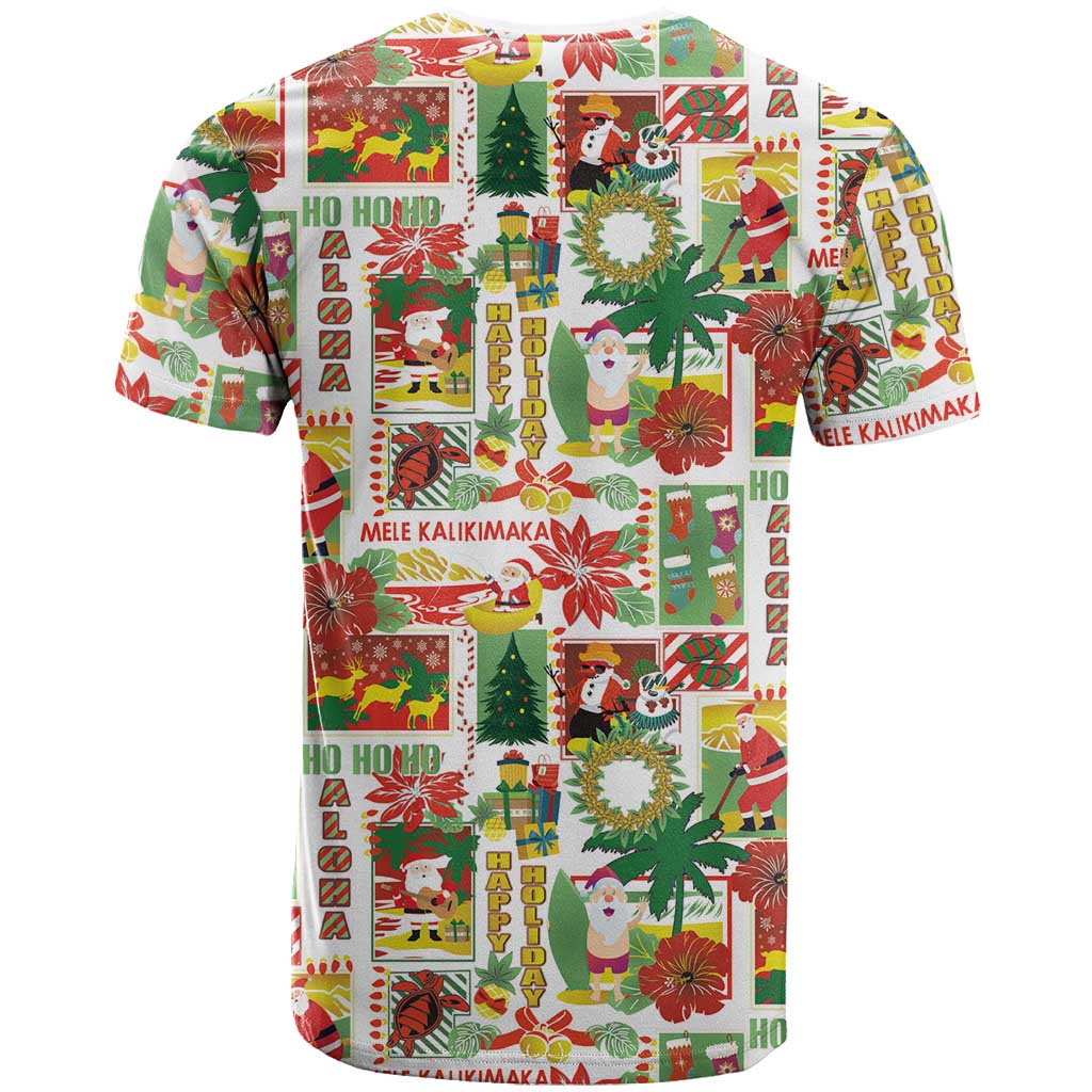 Hawaiian Santa Christmas Pattern T Shirt White Version LT01 - Polynesian Pride