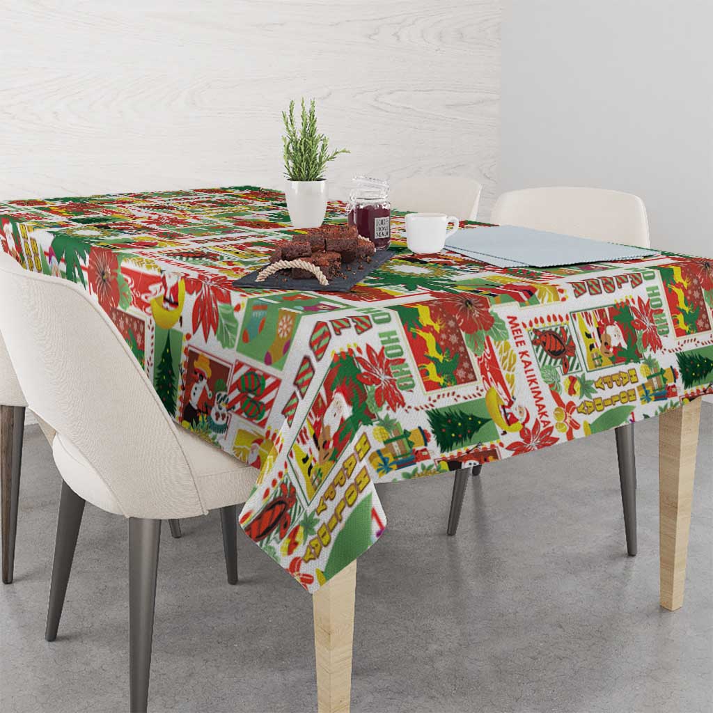 Hawaiian Santa Christmas Pattern Tablecloth White Version LT01 - Polynesian Pride