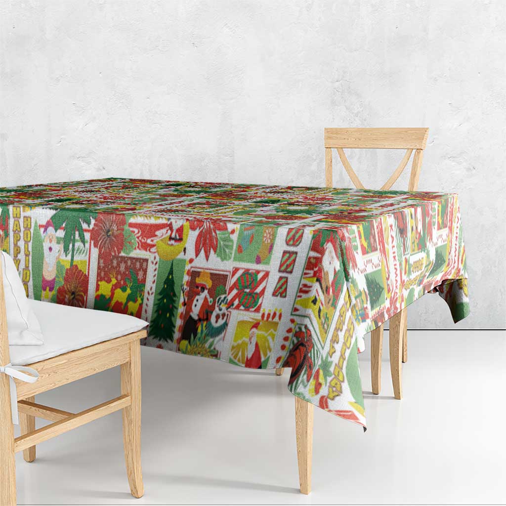 Hawaiian Santa Christmas Pattern Tablecloth White Version LT01 - Polynesian Pride