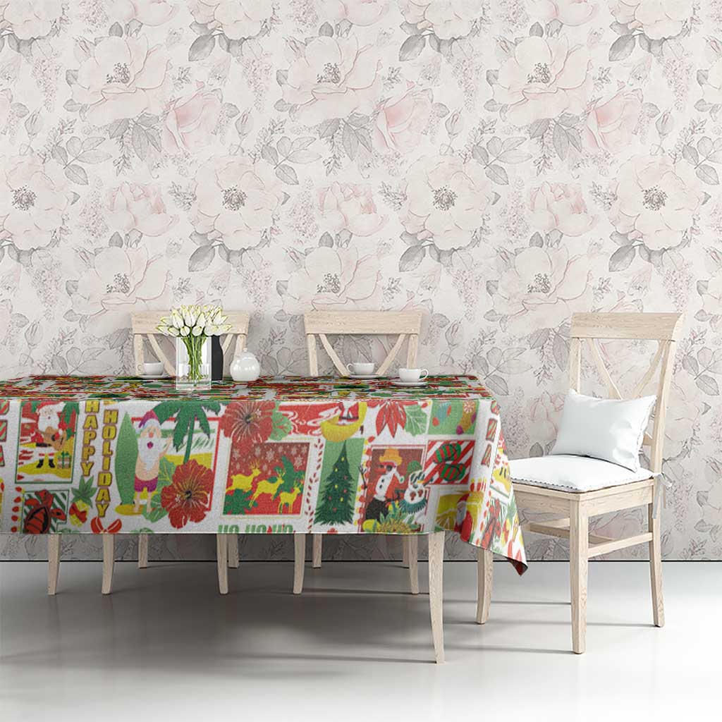 Hawaiian Santa Christmas Pattern Tablecloth White Version LT01 - Polynesian Pride