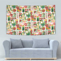 Hawaiian Santa Christmas Pattern Tapestry White Version LT01 - Polynesian Pride