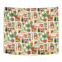 Hawaiian Santa Christmas Pattern Tapestry White Version LT01 - Polynesian Pride