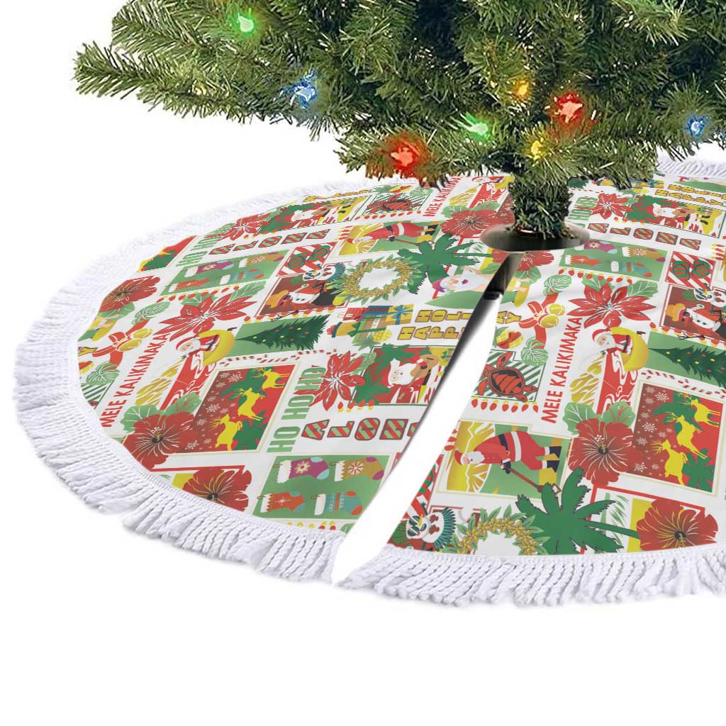 Hawaiian Santa Christmas Pattern Tree Skirt White Version LT01 - Polynesian Pride