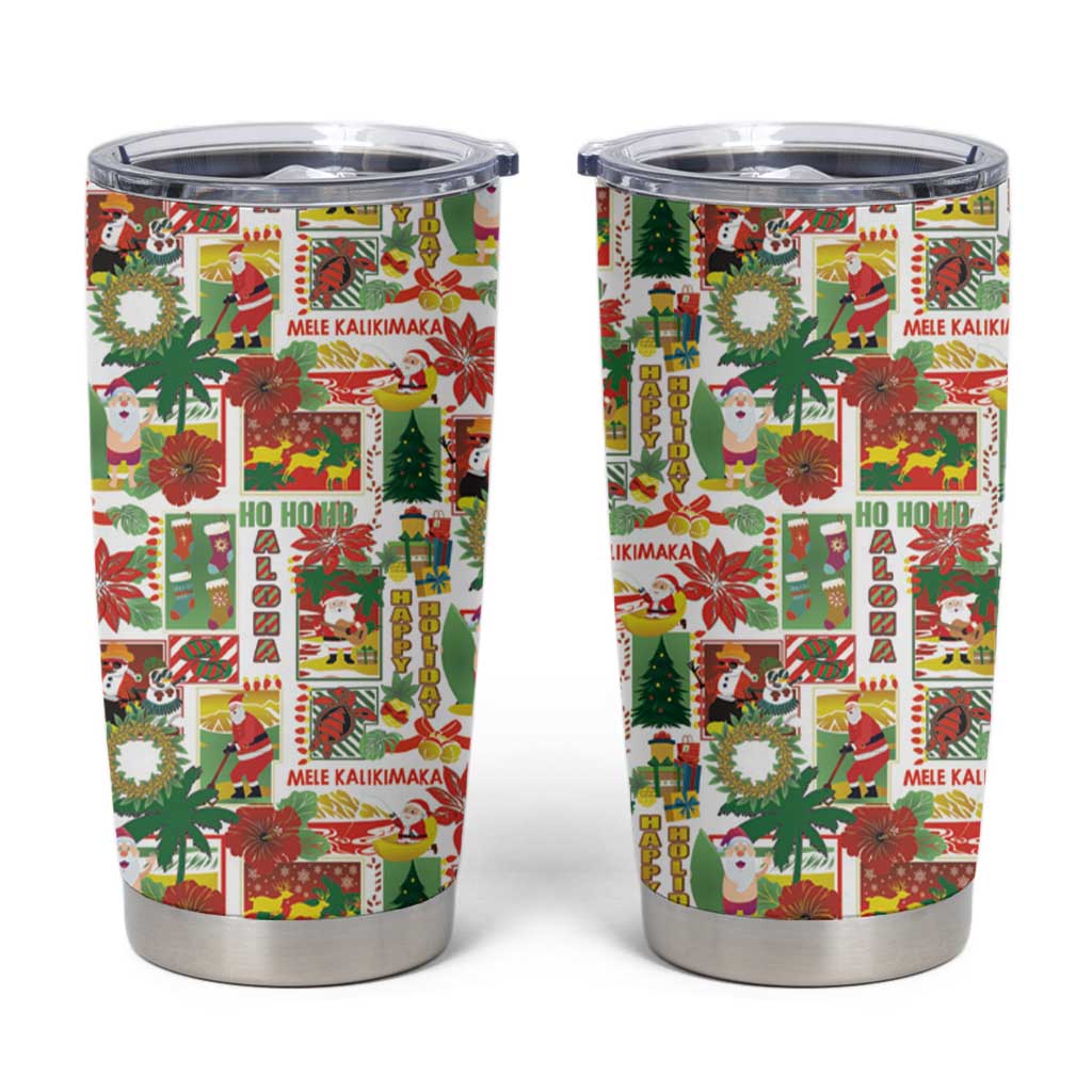 Hawaiian Santa Christmas Pattern Tumbler Cup White Version LT01 Red - Polynesian Pride