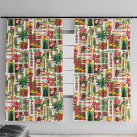 Hawaiian Santa Christmas Pattern Window Curtain White Version LT01 With Hooks Red - Polynesian Pride