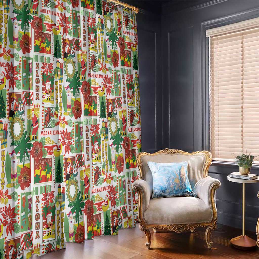 Hawaiian Santa Christmas Pattern Window Curtain White Version LT01 - Polynesian Pride