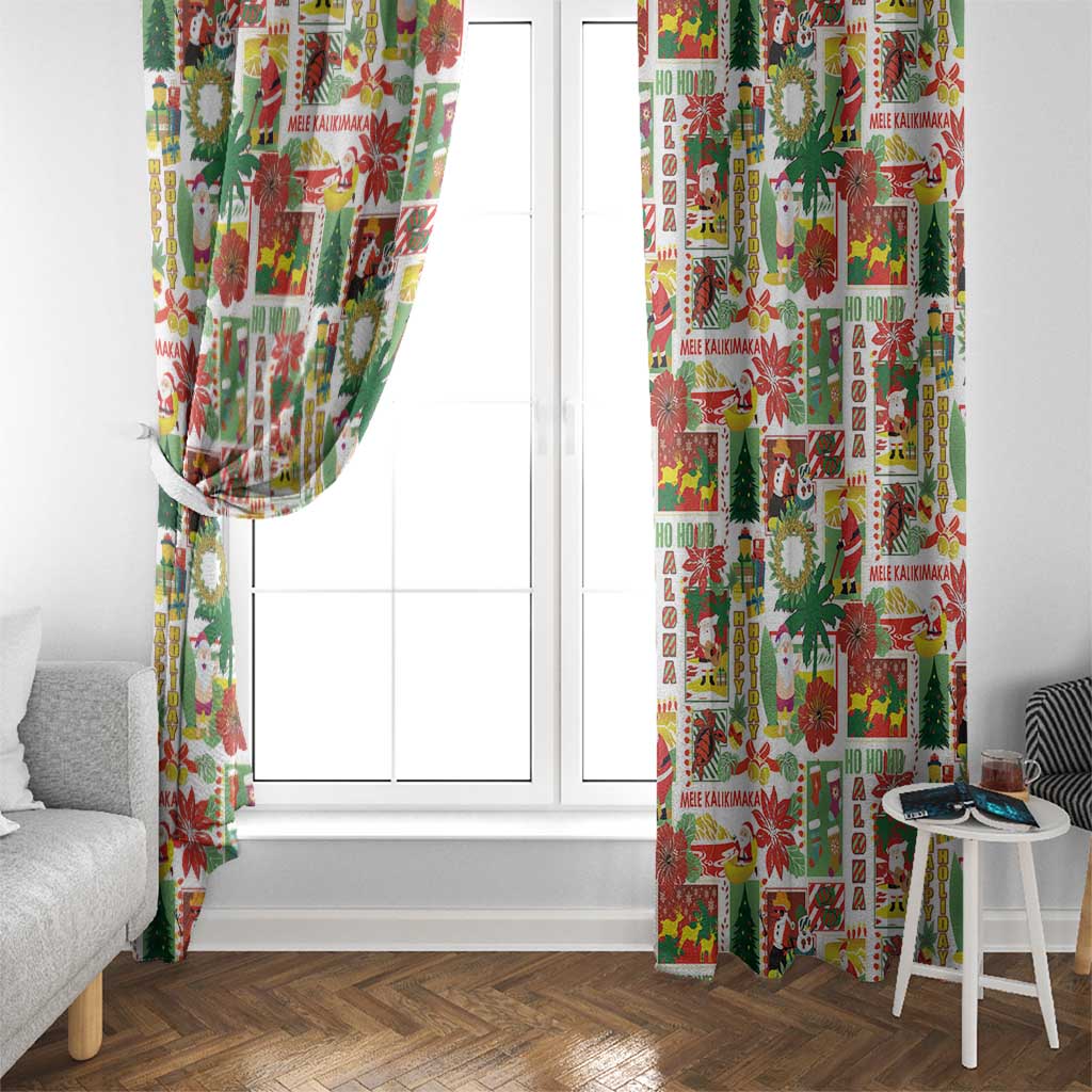 Hawaiian Santa Christmas Pattern Window Curtain White Version LT01 - Polynesian Pride