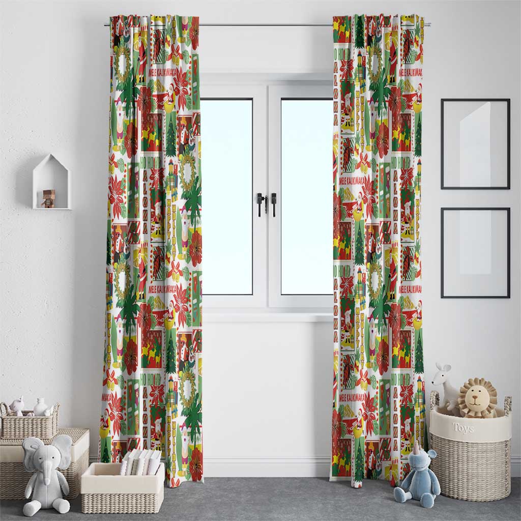 Hawaiian Santa Christmas Pattern Window Curtain White Version LT01 - Polynesian Pride