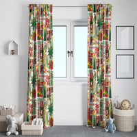 Hawaiian Santa Christmas Pattern Window Curtain White Version LT01 - Polynesian Pride