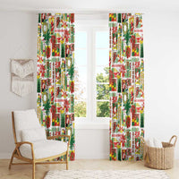 Hawaiian Santa Christmas Pattern Window Curtain White Version LT01 - Polynesian Pride