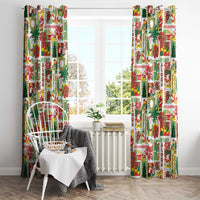 Hawaiian Santa Christmas Pattern Window Curtain White Version LT01 - Polynesian Pride