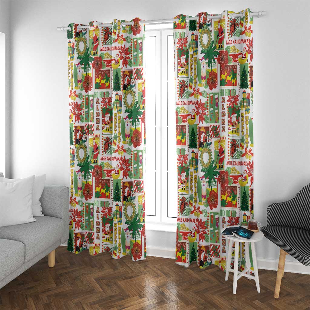 Hawaiian Santa Christmas Pattern Window Curtain White Version LT01 With Grommets Red - Polynesian Pride
