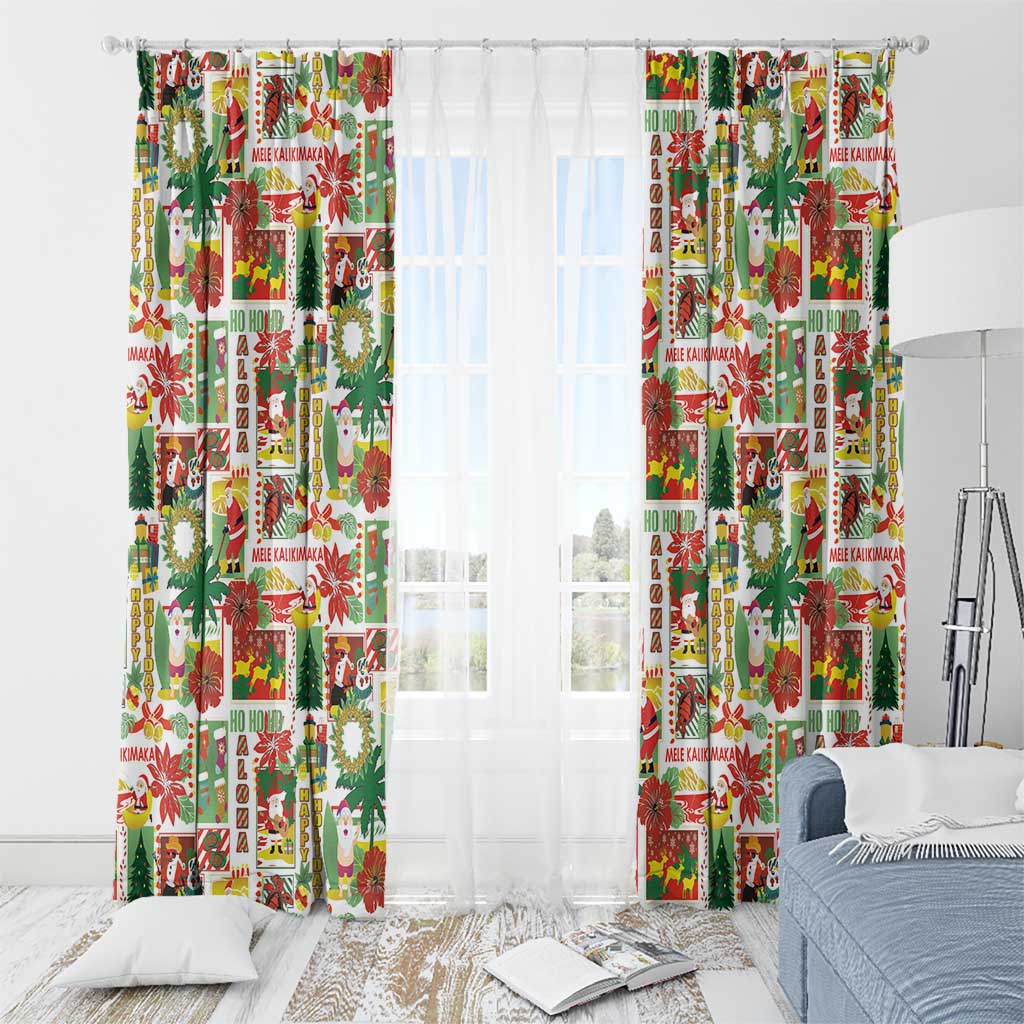 Hawaiian Santa Christmas Pattern Window Curtain White Version LT01 - Polynesian Pride