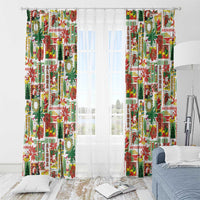 Hawaiian Santa Christmas Pattern Window Curtain White Version LT01 - Polynesian Pride