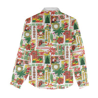 Hawaiian Santa Christmas Pattern Women Casual Shirt White Version LT01 - Polynesian Pride