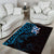 New Zealand Tuatara Plumeria Area Rug Maori Blue Koru Tribal Tattoo