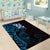 New Zealand Tuatara Plumeria Area Rug Maori Blue Koru Tribal Tattoo