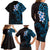 New Zealand Tuatara Plumeria Family Matching Long Sleeve Bodycon Dress and Hawaiian Shirt Maori Blue Koru Tribal Tattoo