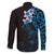 New Zealand Tuatara Plumeria Family Matching Long Sleeve Bodycon Dress and Hawaiian Shirt Maori Blue Koru Tribal Tattoo