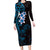 New Zealand Tuatara Plumeria Family Matching Long Sleeve Bodycon Dress and Hawaiian Shirt Maori Blue Koru Tribal Tattoo