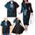 New Zealand Tuatara Plumeria Family Matching Off The Shoulder Long Sleeve Dress and Hawaiian Shirt Maori Blue Koru Tribal Tattoo