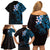 New Zealand Tuatara Plumeria Family Matching Off Shoulder Short Dress and Hawaiian Shirt Maori Blue Koru Tribal Tattoo