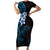 New Zealand Tuatara Plumeria Family Matching Short Sleeve Bodycon Dress and Hawaiian Shirt Maori Blue Koru Tribal Tattoo