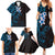 New Zealand Tuatara Plumeria Family Matching Summer Maxi Dress and Hawaiian Shirt Maori Blue Koru Tribal Tattoo