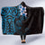 New Zealand Tuatara Plumeria Hooded Blanket Maori Blue Koru Tribal Tattoo