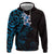 New Zealand Tuatara Plumeria Hoodie Maori Blue Koru Tribal Tattoo