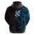 New Zealand Tuatara Plumeria Hoodie Maori Blue Koru Tribal Tattoo