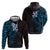 New Zealand Tuatara Plumeria Hoodie Maori Blue Koru Tribal Tattoo