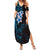 New Zealand Tuatara Plumeria Summer Maxi Dress Maori Blue Koru Tribal Tattoo