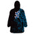 New Zealand Tuatara Plumeria Wearable Blanket Hoodie Maori Blue Koru Tribal Tattoo