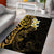 New Zealand Tuatara Plumeria Area Rug Maori Gold Koru Tribal Tattoo