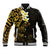 New Zealand Tuatara Plumeria Baseball Jacket Maori Gold Koru Tribal Tattoo