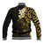 New Zealand Tuatara Plumeria Baseball Jacket Maori Gold Koru Tribal Tattoo